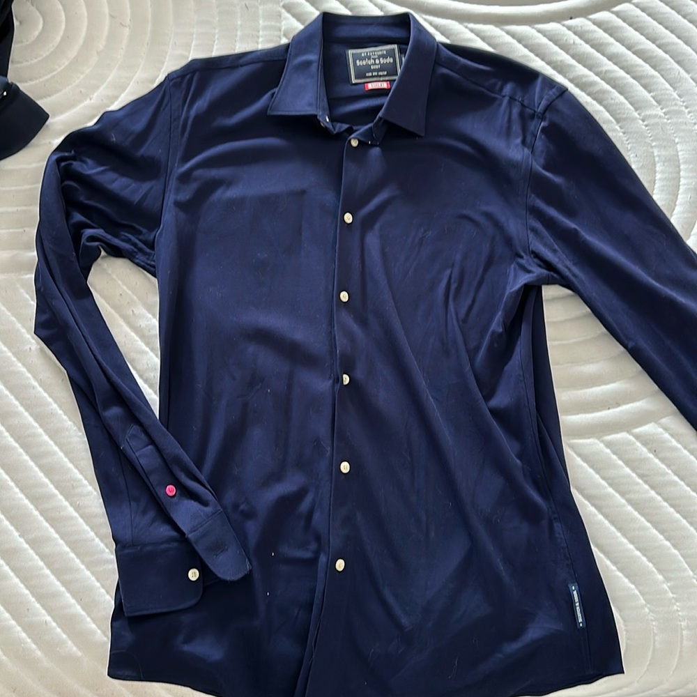 Scotch and soda blue button down slim fit xl stretch